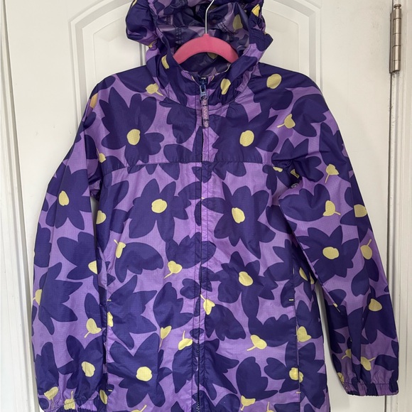 Lands' End Purple and Yellow Flower Raincoat - Picture 1 of 4